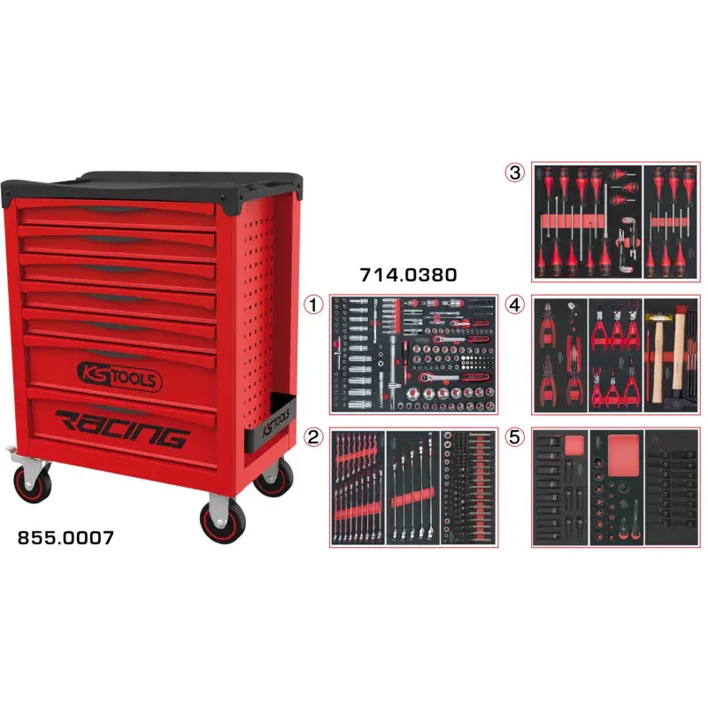 Vente Directe Servante 7 Tiroirs RACING EDITION + Composition 384 outils KS TOOLS 855.7380