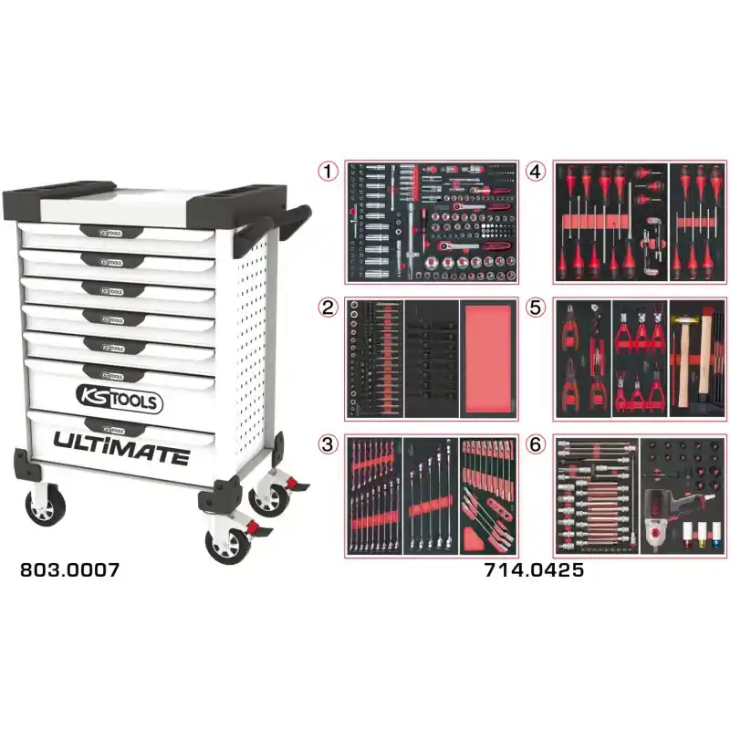Servante 7 Tiroirs ULTIMATE + Composition 429 outils KS TOOLS Vente Flash