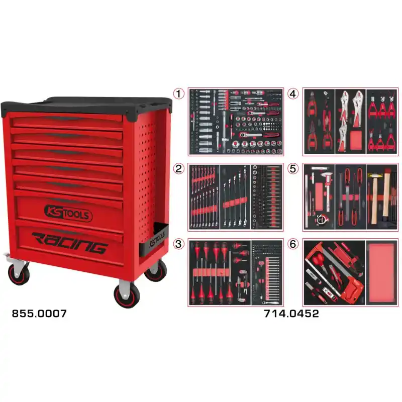 Servante 7 Tiroirs RACING EDITION + Composition 455 outils KS TOOLS 855.7452 Solde