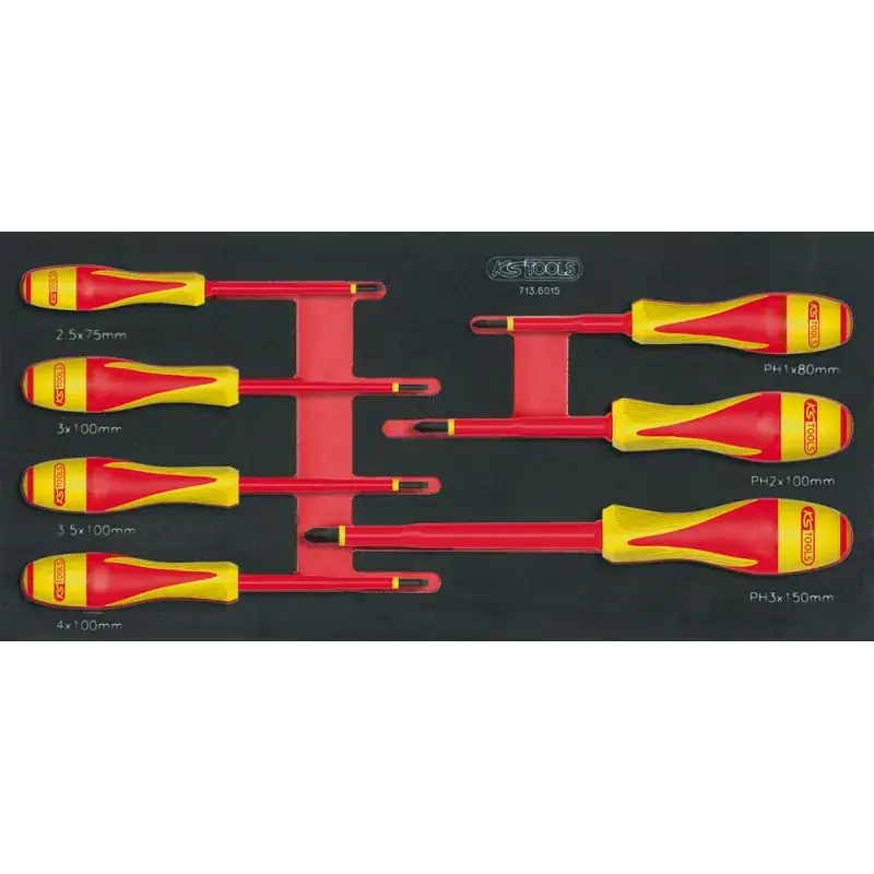 Nouvelle Collection Module de tournevis isolés 1000V ULTIMATE Fente - PHILLIPS, 7 pièces KS TOOLS 713.6015