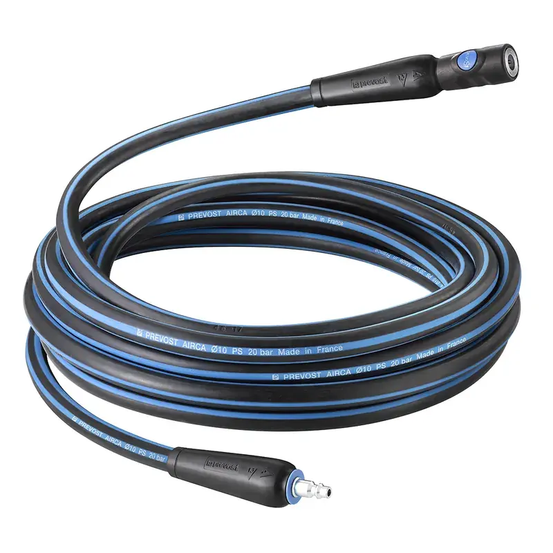 Rallonge de tuyau 10m diamètre int. 10mm AIRCA caoutchouc avec raccord prevoS1 Prevost RAL AISB1010 Top Vente