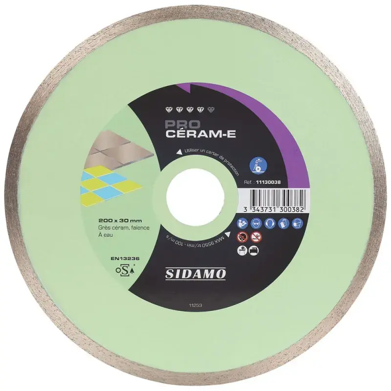 Disque Diamant et Carbure à couronne continue 200 mm PRO CERAM-E SIDAMO 11130038 Affaire À Saisir