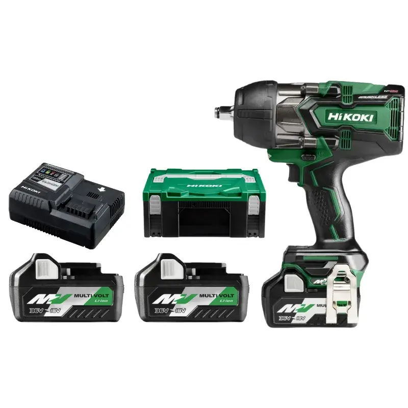 Boulonneuse à choc 1/2" 1050Nm/1650Nm, 2 Batteries 36V 5.0A, Chargeur, Hitcase HIKOKI - WR36DBWRZ Super Prix