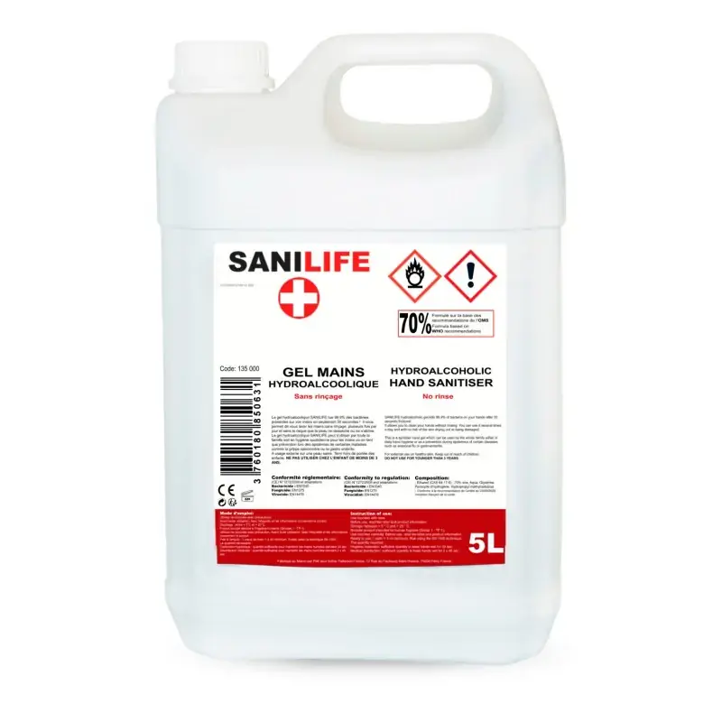Bidon de gel hydroalcoolique 5L SANILIFE 310.0189 Usine Directe