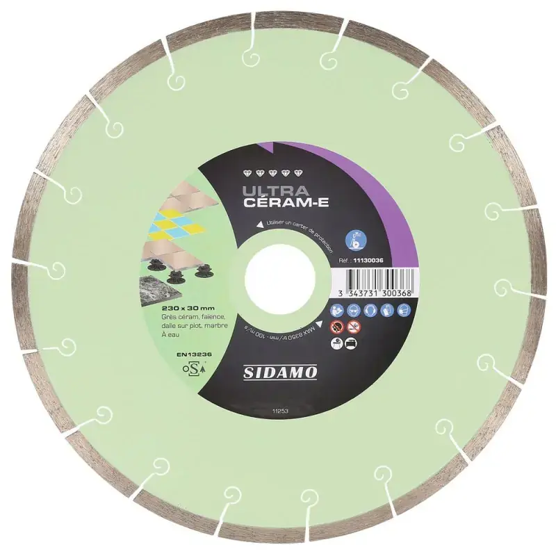 DISQUE DIAMANT ET CARBURE À COURONNE CONTINUE 230 MM ULTRA CERAM-E SIDAMO 11130036 Prix Réduit