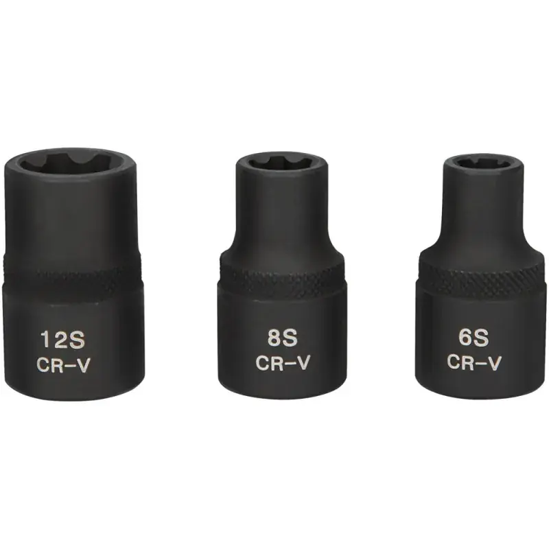 Jeu de 3 douilles à chocs RIBE femelle 1/2‘‘ pour culasse 65 - 85 - 125 mm KS Tools 911.0895 Meilleur Choix