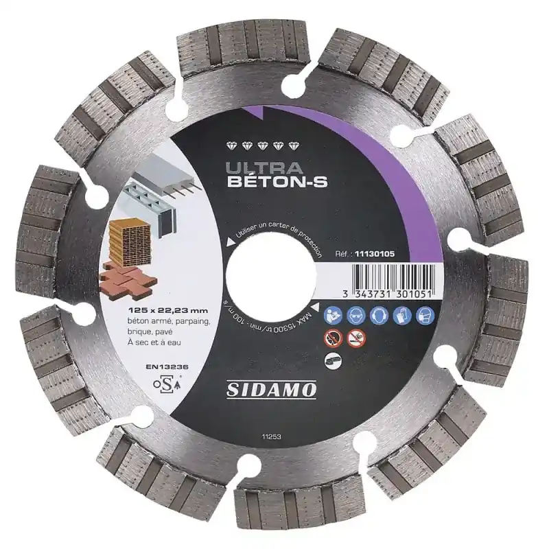 Authentique Disque Diamant ULTRA BETON S – D 125 mm / Alésage 22,23 mm SIDAMO 11130105