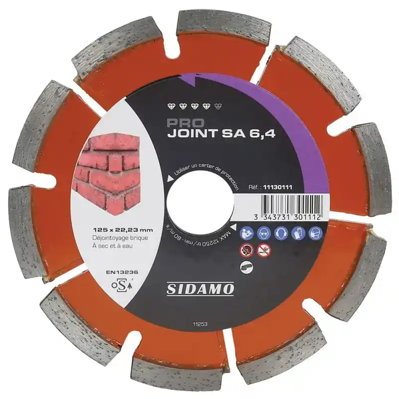 Bon Plan Disque diamant PRO JOINT SA 6,4 – D 125 mm / Alésage 22,23 SIDAMO 11130111