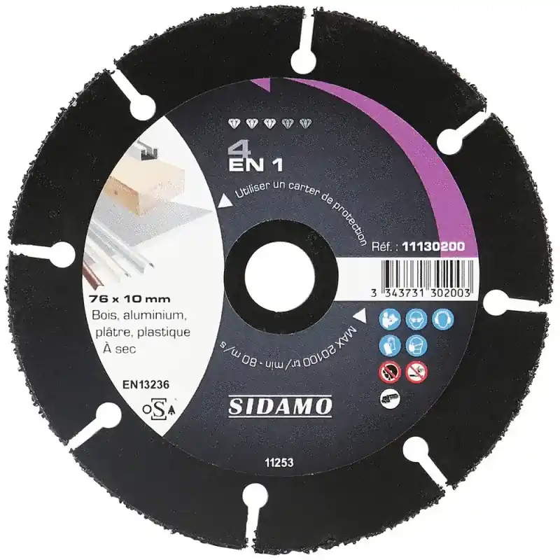 Bon Marché Disque carbure 4 en 1 – D 76 mm / Alésage 10 mm SIDAMO 11130200