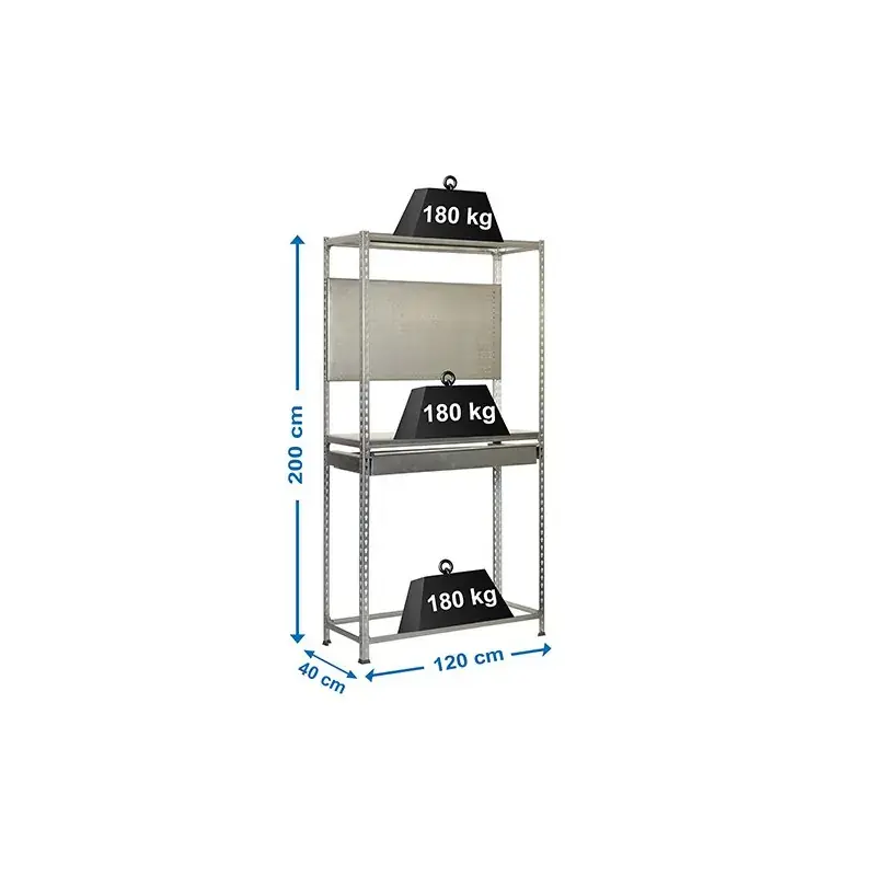 Prix Réduit Etagère 3 niveaux + 1 tiroir 540kg -Kit SIMONRACING BOX MEGAPLUS 3/400 -1200x2000x400mm SIMONRACK 8435104944196