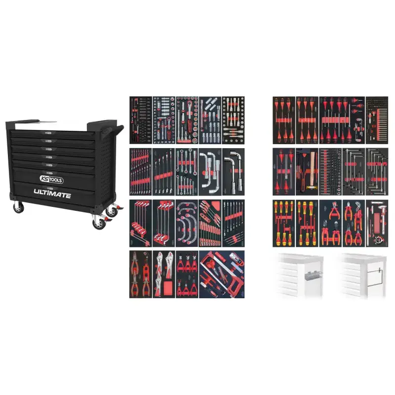 Petit Prix Servante XL 7 tiroirs équipée de 562 outils KS TOOLS 825.7562