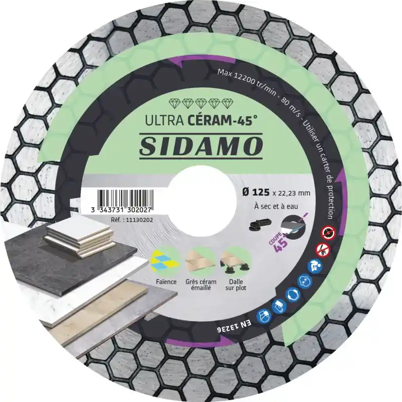Top Vente Disque Diamant D125 ULTRA CERAM-45° SIDAMO – 11130202