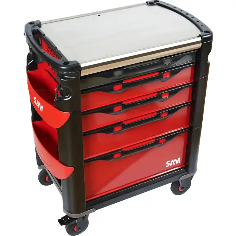 Meilleur Choix Servante 41 - 5 Tiroirs - A Badge Magnetique - Rouge SAM Outillage - 415-SAB