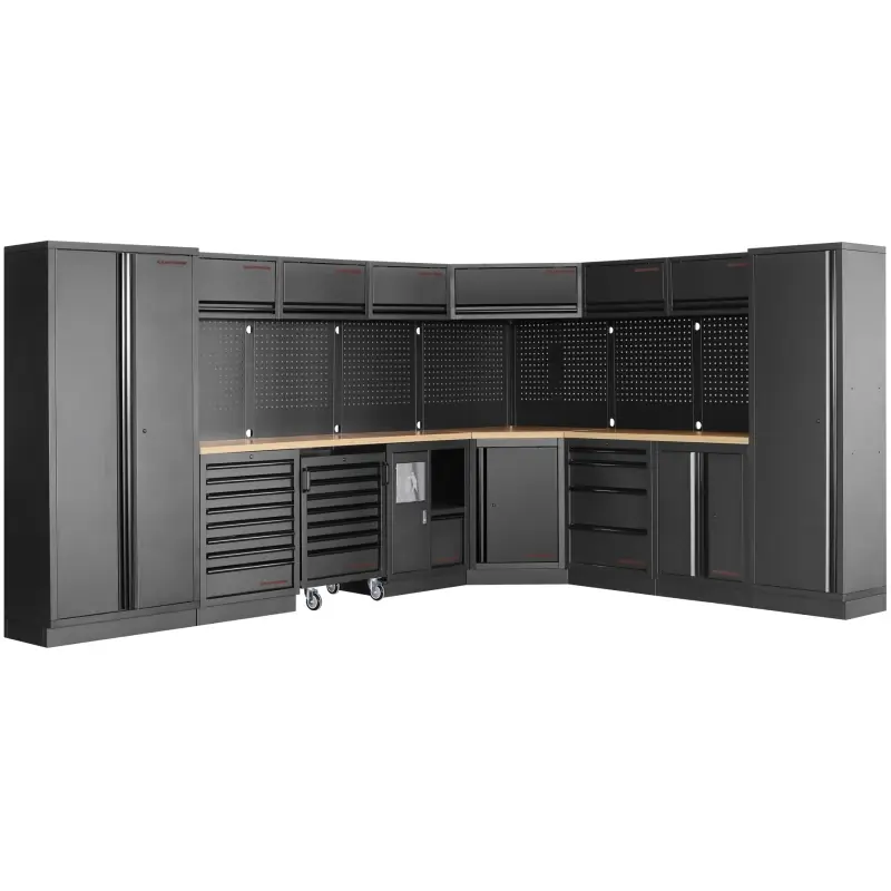 Commander Vite Mobilier d‘Atelier avec Angle 8 Éléments avec Servante MOBILIO BLK Kraftwerk - 3964E-BLK