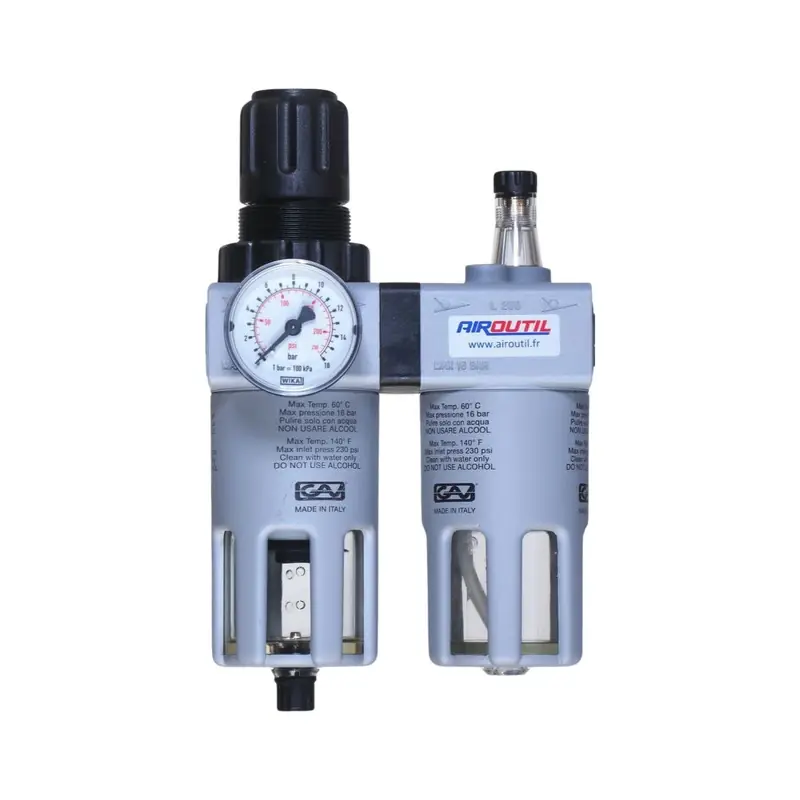 Bloc filtre régulateur lubrificateur FRL 1/2" Airoutil - BF9512 Offre Spéciale