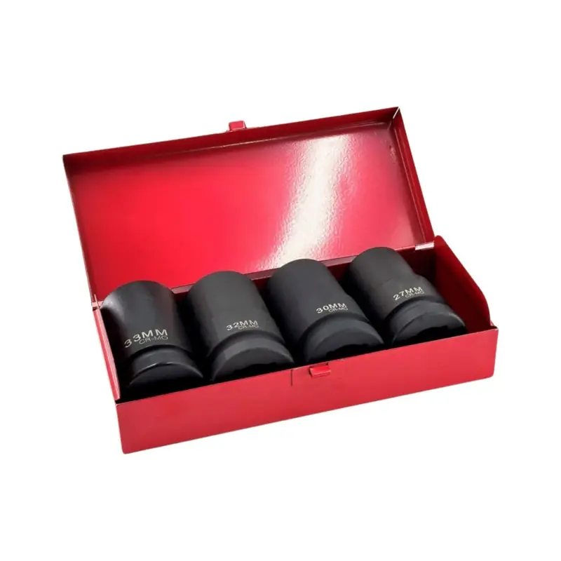 Coffret de douilles longues à chocs 1" - 27 à 33 mm - 4 pcs Airoutil - DC1004L Petit Prix