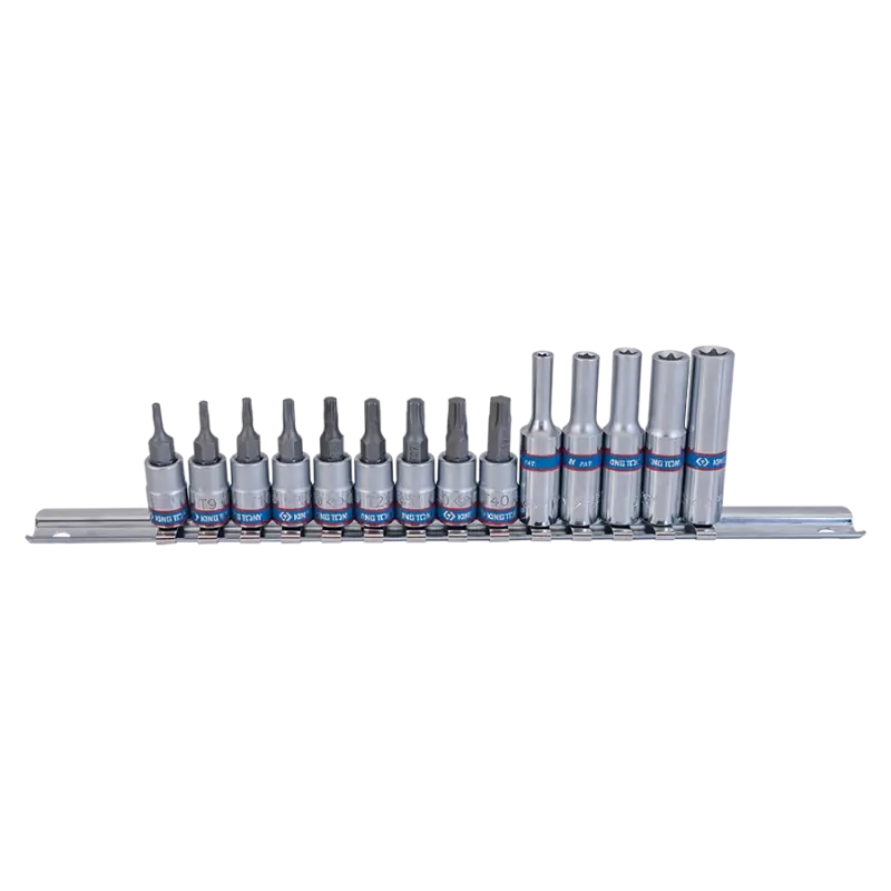 Rail De Douilles 1/4" Torx 14 Pièces - Mâles & Femelles King Tony - 2114TR Nouveauté