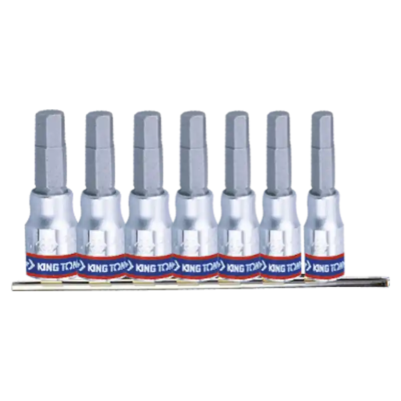 Produit De Marque Jeu De Douilles Tournevis 6Pans 1/4" Sur Rail - 7 Pièces King Tony - 2127PR