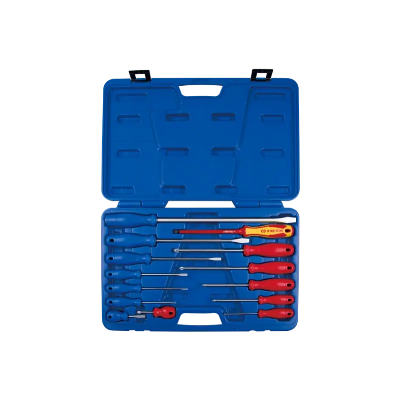 Commander Vite Jeu De 14 Tournevis Manches Pvc Din 5261 Phillips-5263 À Fente King Tony - 35114MR
