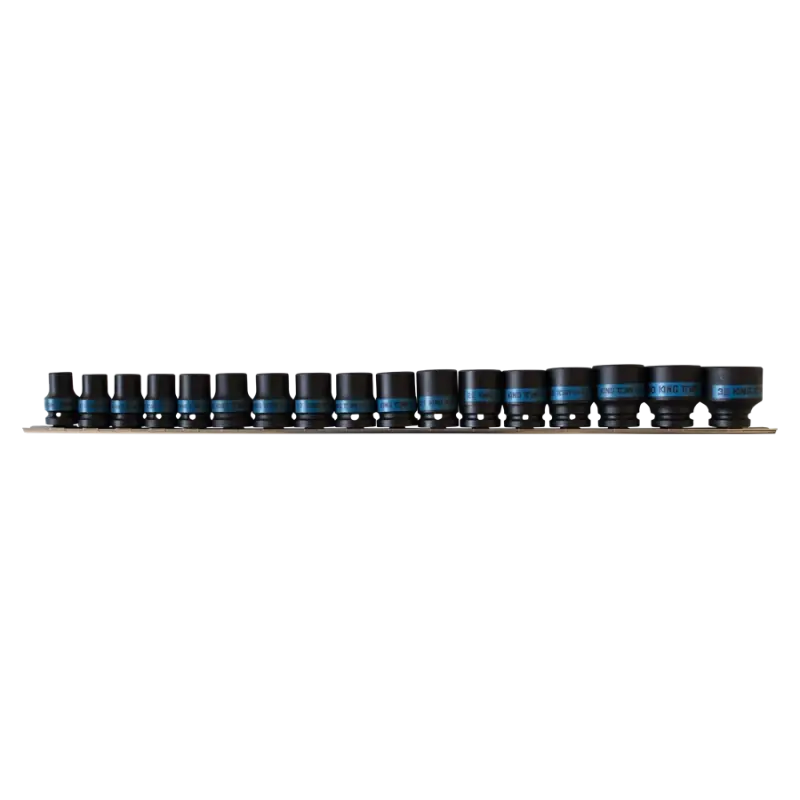 Prix Promo Jeu De 17 Douilles À Chocs 12 Pans De 10 À 32Mm Sur Rack King Tony - 4497MP