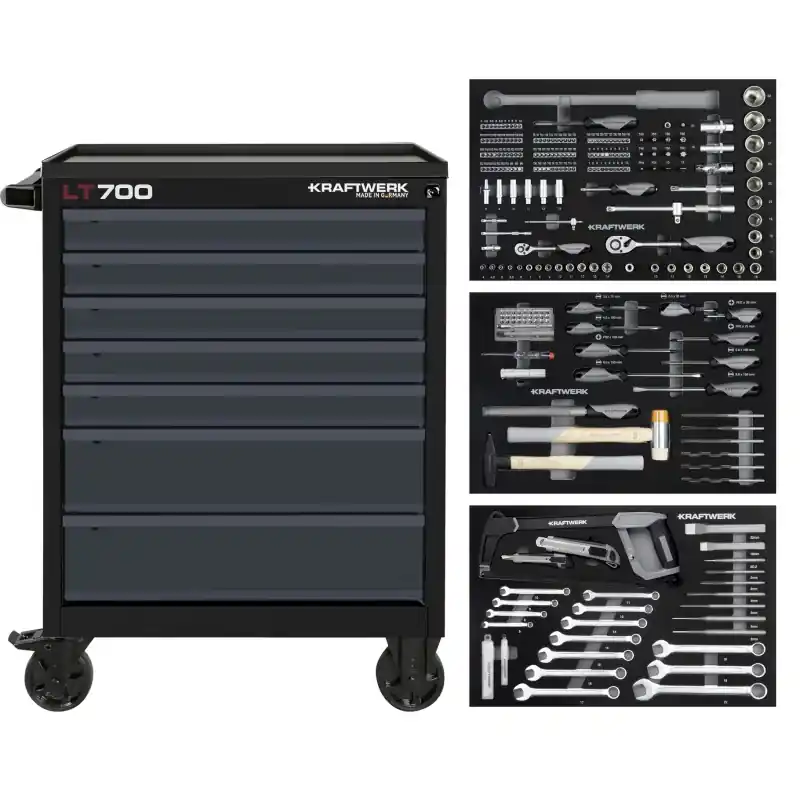 Prix Bas Servante d‘atelier noire LT700 LINE, 7 tiroirs, 259 pièces KRAFTWERK – 102.107.216