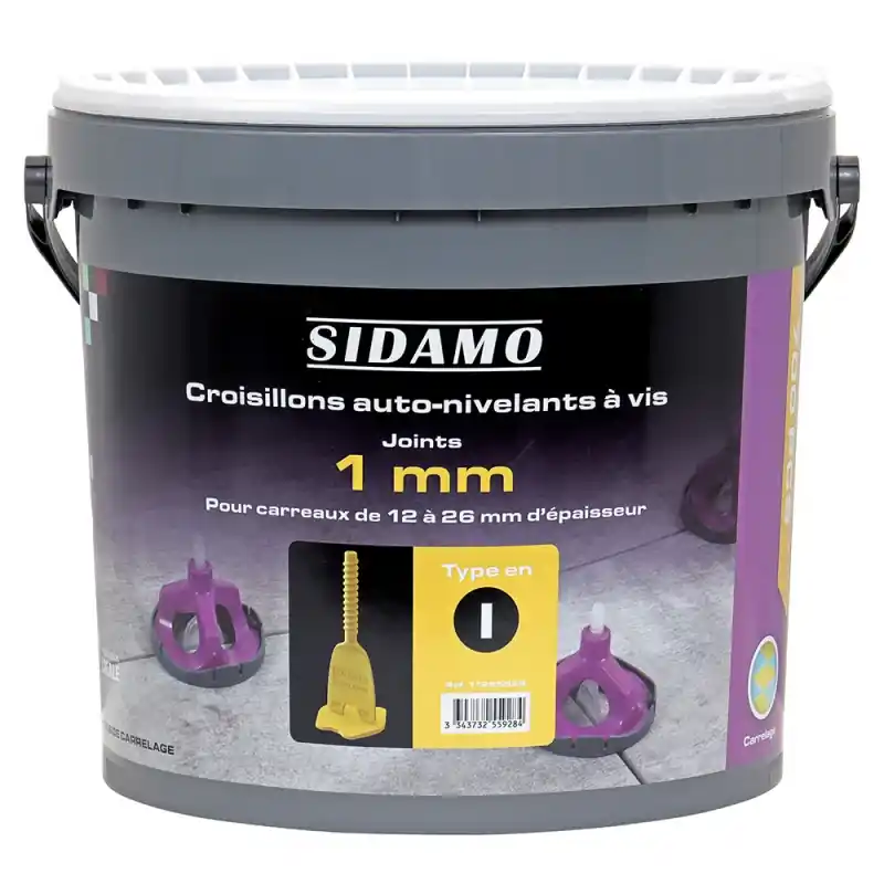 Super Prix Seau de 700 Croisillons Auto-Nivelants en I à Vis - Joint 1 mm Spécial Carreaux Épais (12-26 mm) SIDAMO - 11255928