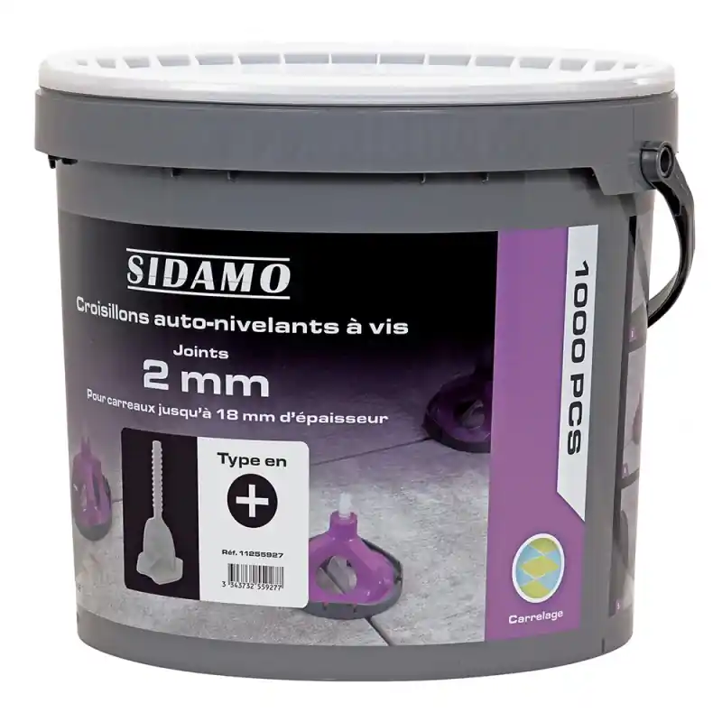 Bon Plan Seau de 1000 Croisillons Auto-Nivelants en + à Vis - Joint 2 mm SIDAMO - 11255927