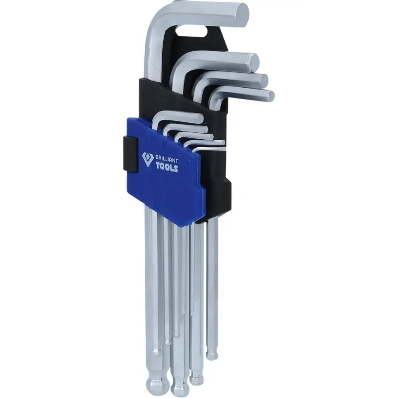 Nouvelle Collection Jeu de clés 6 pans courtes à tête sphérique 9pcs BRILLIANT TOOLS - BT045009