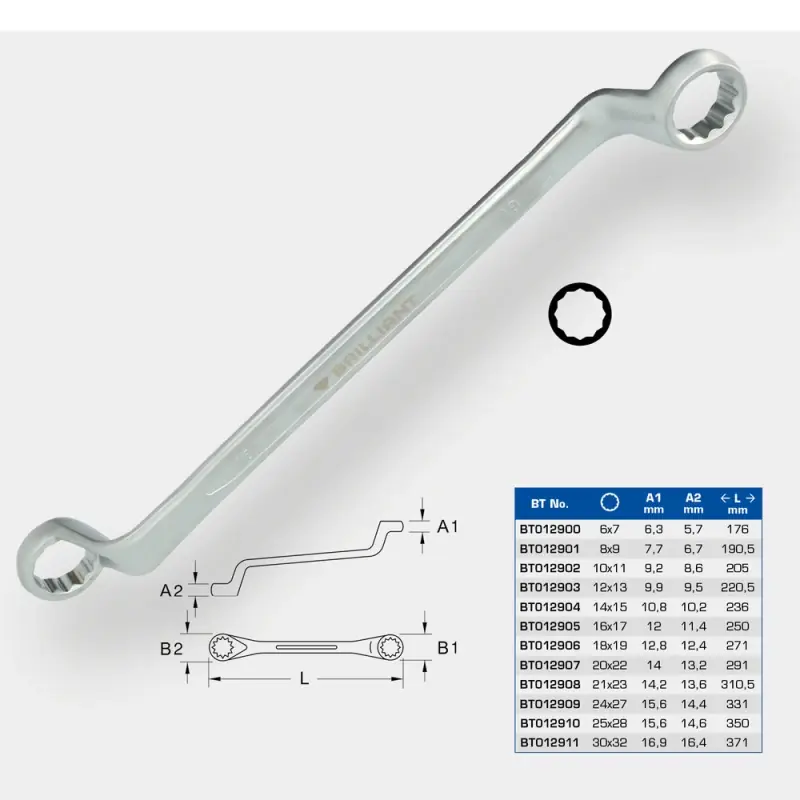 Super Prix Clé polygonale contre-coudée 6 à 32 mm BRILLIANT TOOLS - BT012900