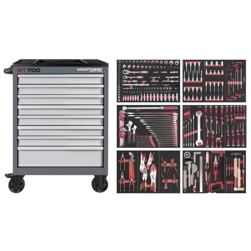 Servante BT700 PRO 8 tiroirs + Composition 296 outils KRAFTWERK - 102.118.108 Offre Exclusive