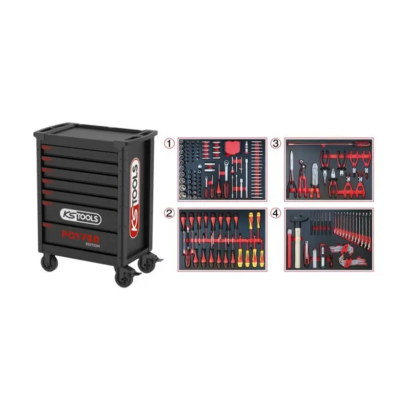 Expédié Aujourd'hui Servante Power édition limitée 2026 7 tiroirs 208 outils KS TOOLS - 826.7206F