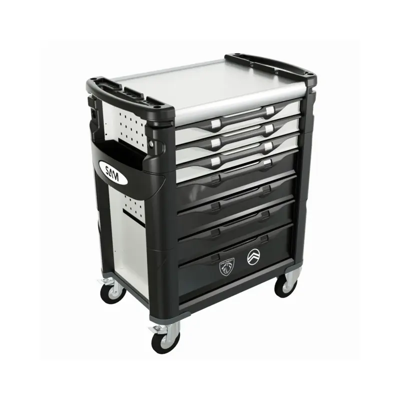 Servante 41 - 7 tiroirs - blanche - plateau inox SAM - 417hw Commander Vite