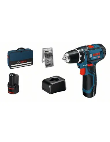 Perceuse-visseuse GSR 12V-15 2Ah + 25 embouts + Sacoche 060186810H - Bosch Super Prix