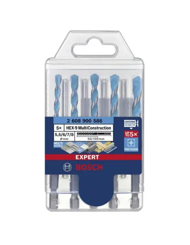 Jusqu'à Épuisement Des Stocks Coffret de 5 forets EXPERT HEX-9 ⌀ 5,5/5/6/7/8 mm 2608900586 - Bosch
