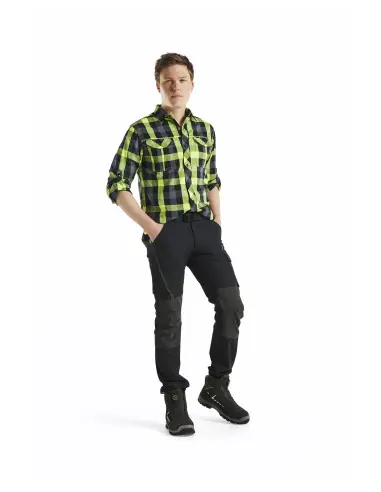 Pantalon maintenance stretch 4D Noir/Jaune fluo 142216459933 - Blaklader Petit Prix