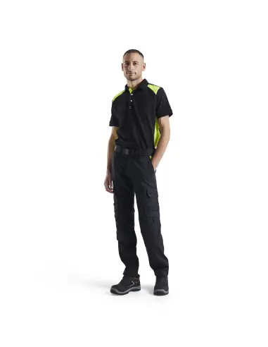Pantalon industrie avec poches genouillères stretch 2D Noir/Jaune fluo 144818329933 - Blaklader Vente Flash
