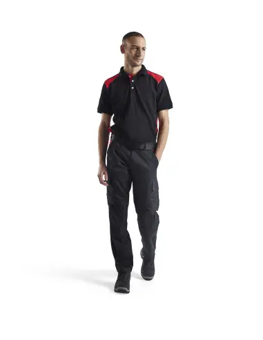 Pantalon industrie avec poches genouillères stretch 2D Noir/Rouge 144818329956 - Blaklader Marque