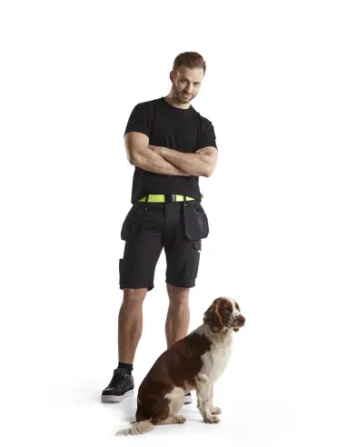 Short maintenance avec poches flottantes Noir/Jaune fluo 149413309933 - Blaklader Bon Plan