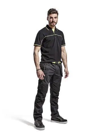 Jusqu'à Épuisement Des Stocks Pantalon maintenance +stretch avec poches flottantes Noir/Jaune fluo 149613309933 - Blaklader