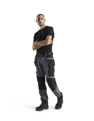 Pantalon artisan stretch 4D Gris moyen/Noir 152216459699 - Blaklader Authentique