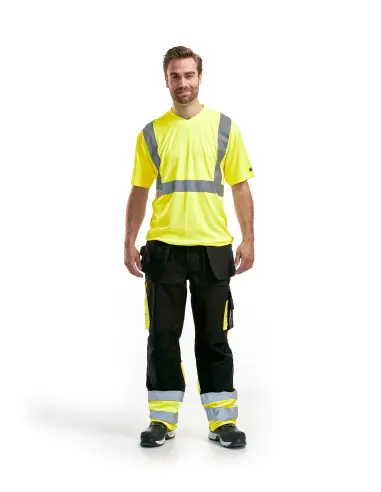 Pantalon Artisan haute visibilité Noir/Jaune fluo 152913709933 - Blaklader Dernier Modèle