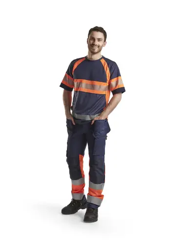 Achat Immédiat Pantalon artisan haute-visibilité +stretch Marine/Orange fluo 155818118953 – Blaklader