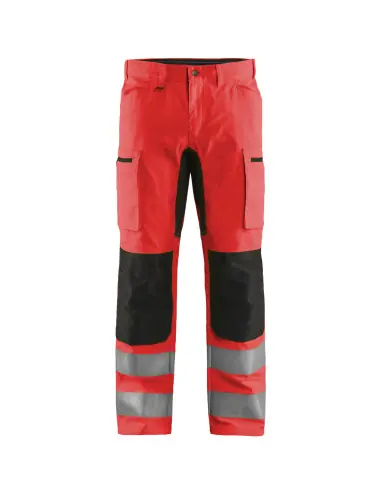 Expédié Aujourd'hui Pantalon artisan haute-visibilité +stretch Rouge fluo/Noir 158518115599 - Blaklader
