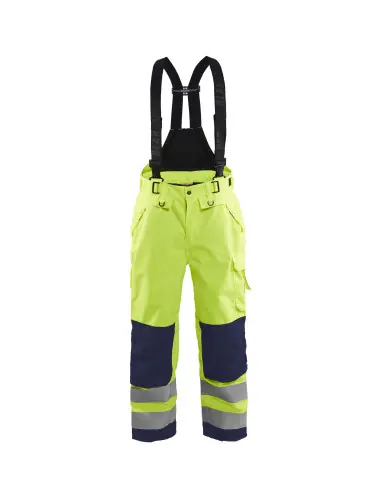 Commander Vite Pantalon à bretelles hardshell haute-visibilité Jaune fluo/Marine 186719773389 - Blaklader