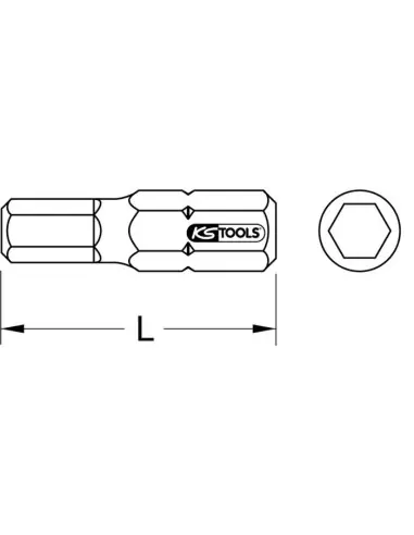 Vente Directe Embout de vissage 6 pans L.30 mm - Entraînement 10 mm - 6 mm 930.1006 - KS Tools