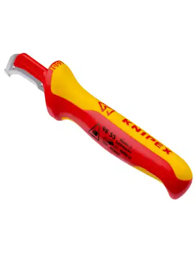 Couteau à dégainer Avec sabot de guidage 180 mm VDE isolée 1000 V 98 55 - Knipex Réduction