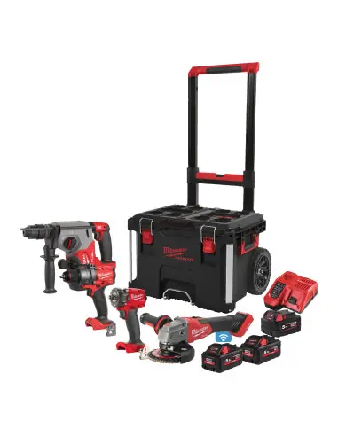 Authentique PowerPack 4 outils + 3 Batteries + Trolley Packout M18 FPP4C-555T 4933492525 - Milwaukee