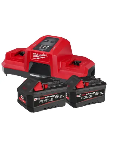Pack 2 batteries M18 FORGE 18V 6Ah + Super Chargeur double M18 FORGENRG-602 4933498549 - Milwaukee Offre Exclusive