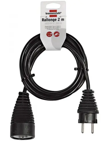 Rallonge électrique 2m H05VV-F 3G1,0 noir 1165011 – Brennenstuhl Soldes
