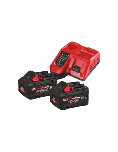 Pack 2 batteries FORGE 18V 8Ah + Chargeur M12-18 FC M18 FORGENRG-802 4933498612 - Milwaukee Remise